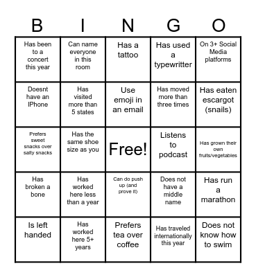 Bingo & Bites 2 Bingo Card