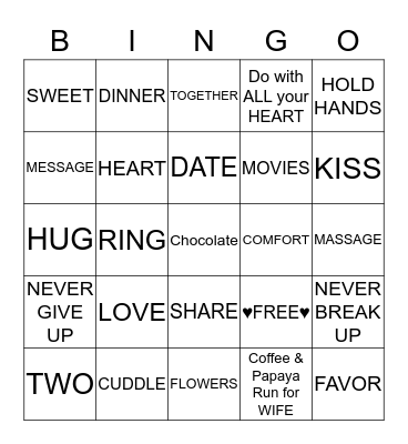 ♥All About Love♥ Bingo Card