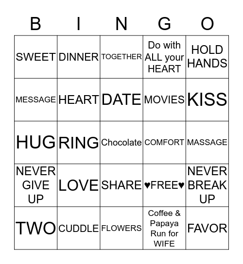 ♥All About Love♥ Bingo Card
