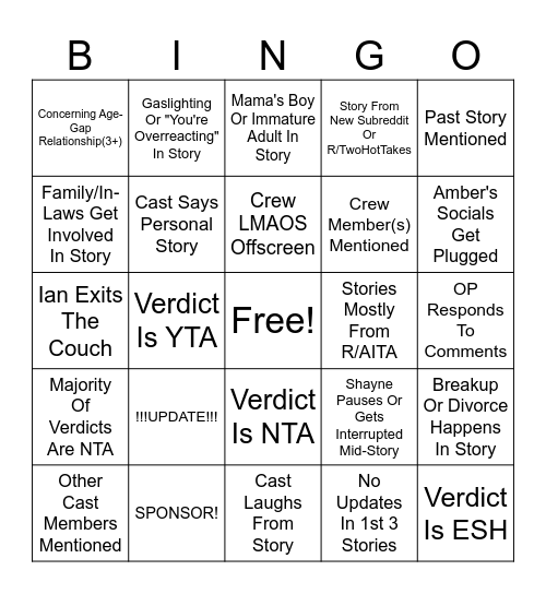 SRRS Bingo Card