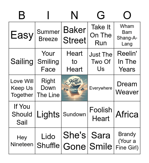 Yacht Rock Bingo Card
