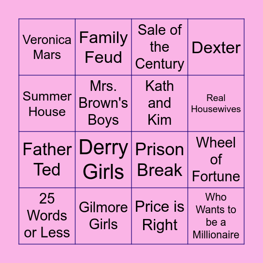 TV Shows Bingo Card