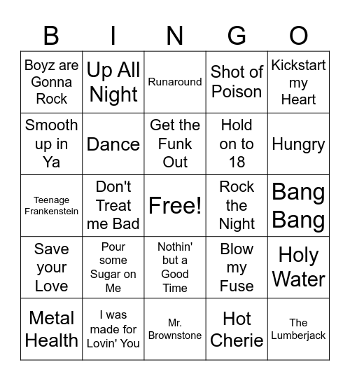 Hairbands Game 3 Bingo Card