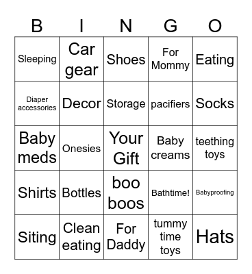 Luca's Baby Shower Bingo Card