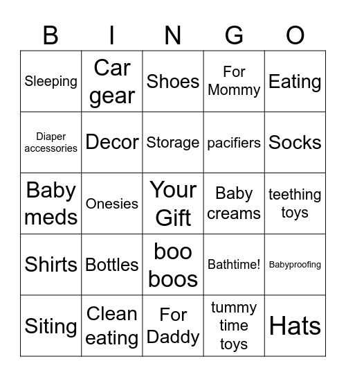 Luca's Baby Shower Bingo Card