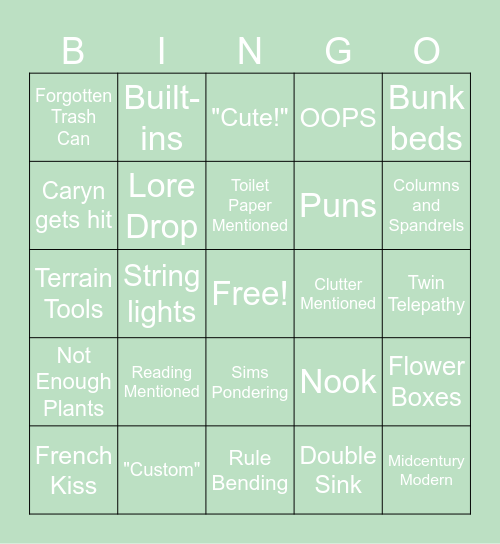 C&C Bingo Card