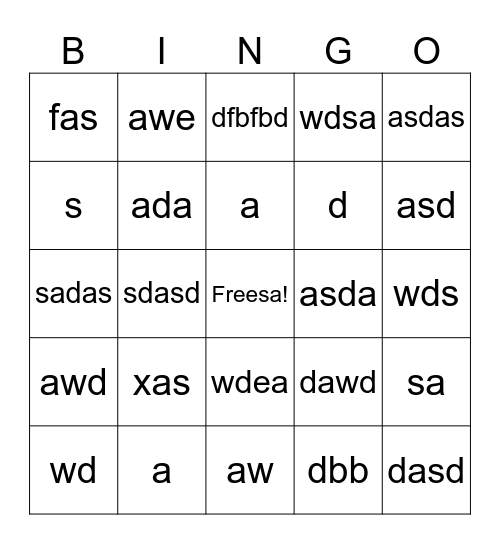 reager Bingo Card