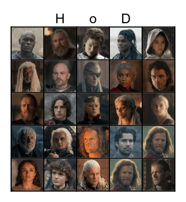 House of Dragon Bingo Card