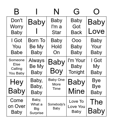 Baby Tunes Bingo Card