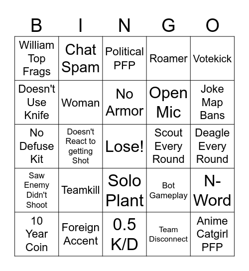 Premier Bingo Card