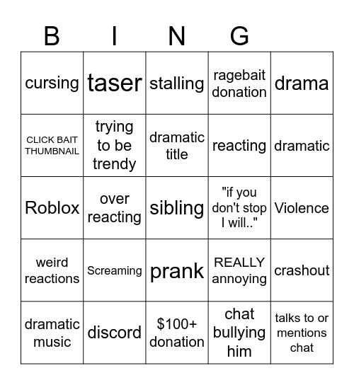 steak bingo Card