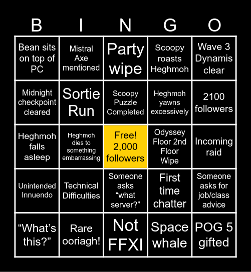Heghmoh Bingo Card