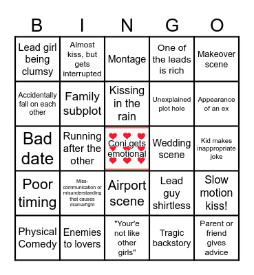 ROM-COM Bingo Card