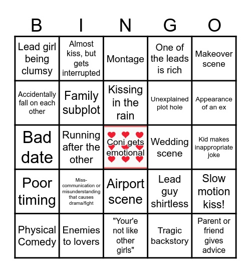 ROM-COM Bingo Card