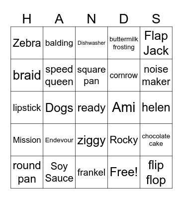 Grumpy Hands Bingo Card