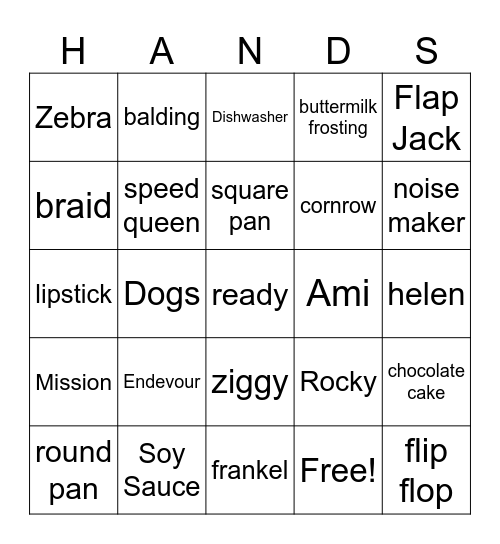 Grumpy Hands Bingo Card