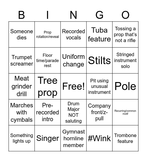 DCI Bingo Card