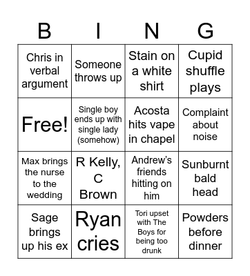 Wedding Bingo Card