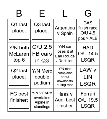 2026 Spa Bingo Card