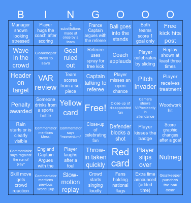 FIFA Date Night Bingo Card