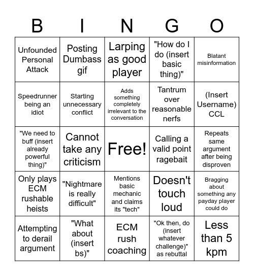Notoriety Chat Bingo Card