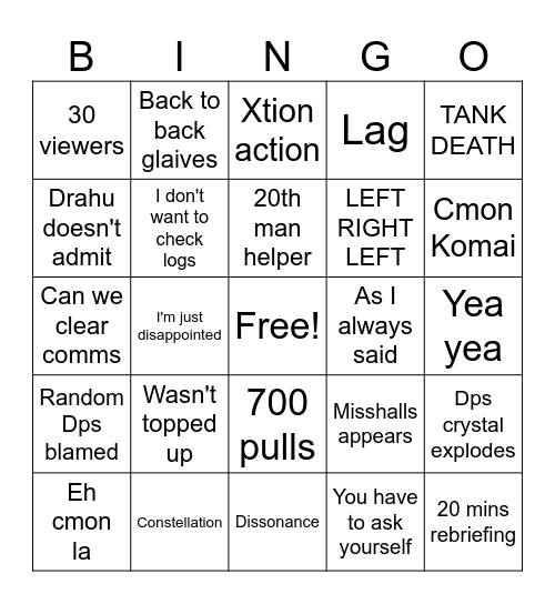 G5 bingo Card