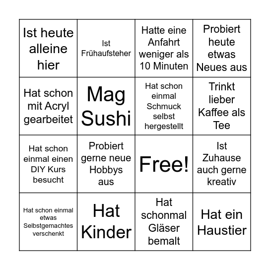 Kennenlern-Bingo Card