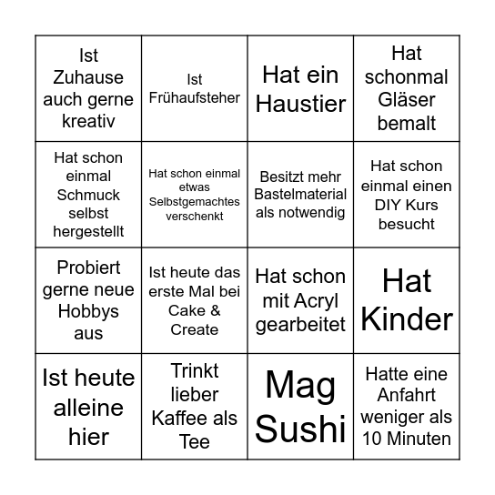 Kennenlern-Bingo Card