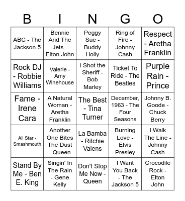 Movie Music Bingo Card