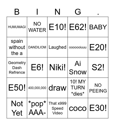 (bing)o Bingo Card