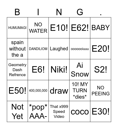 (bing)o Bingo Card