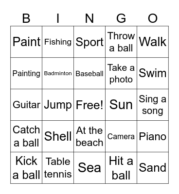 At the Beach Bingo Card