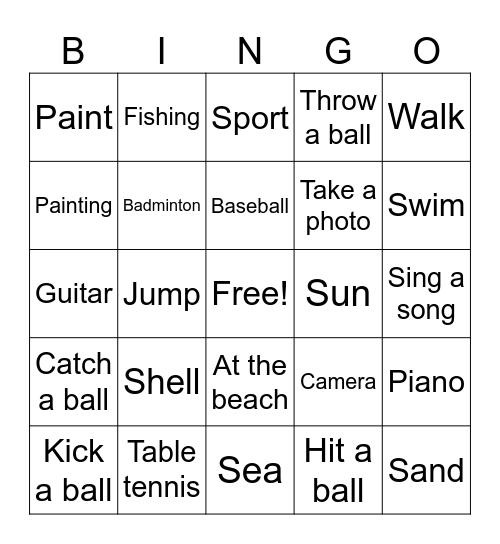 At the Beach Bingo Card