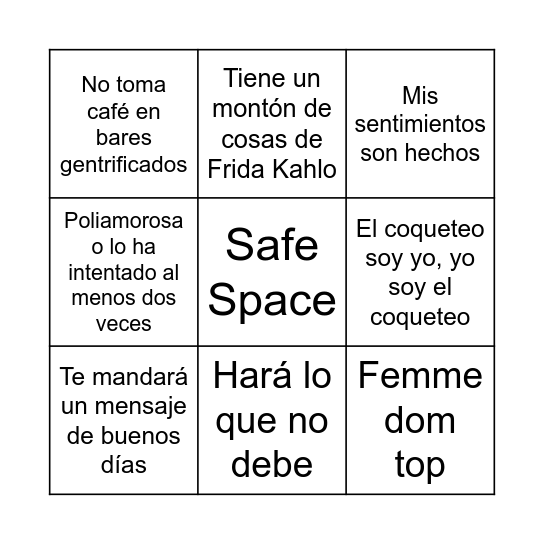 Bollo/Sapphic/ Camionera/ Queer/ Lesbian Bingo Card