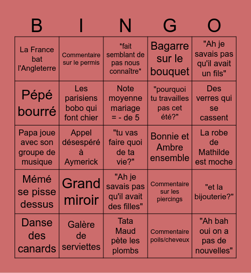 Mariage Lolo Bingo Card