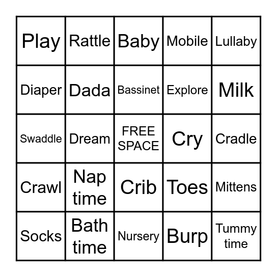 🍼 Baby Bingo 🍼 Bingo Card