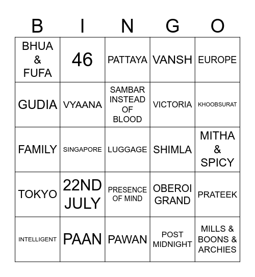 Untitled Bingo Card