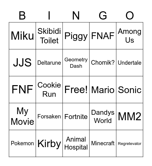 MY MOVIE!!!! Bingo Card