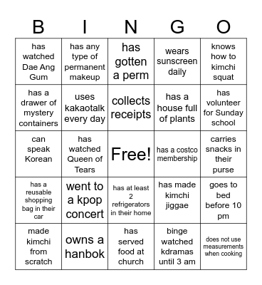 Food Over Flowers Bingo Card
