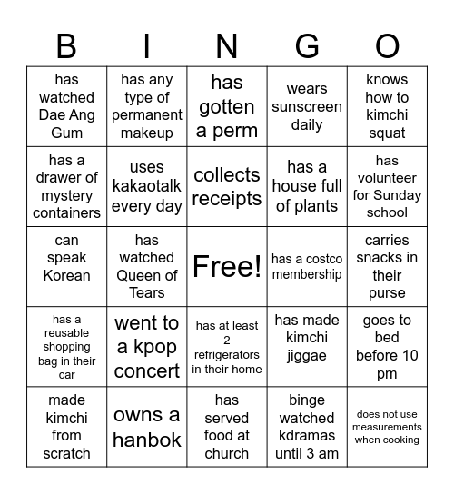 Food Over Flowers Bingo Card