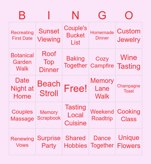 Anniversay Bingo Card