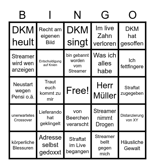 Ripperchieff Restream Bingo Card