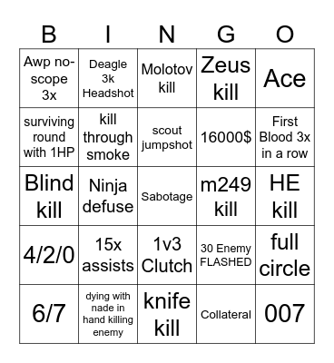 CS2 Bingo Card