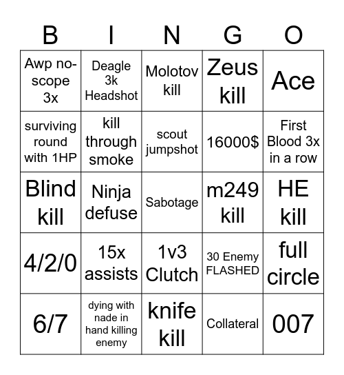 CS2 Bingo Card