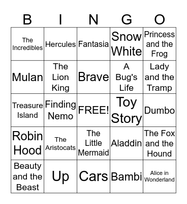 Disney Bingo! Bingo Card