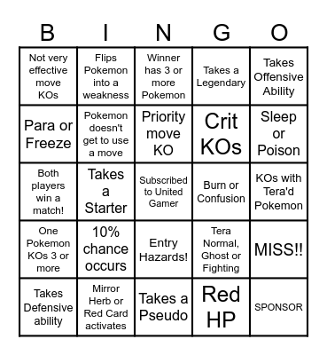 Then we fight bingo UG Flip Dex! Bingo Card
