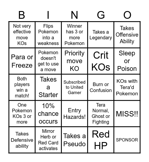 Then we fight bingo UG Flip Dex! Bingo Card