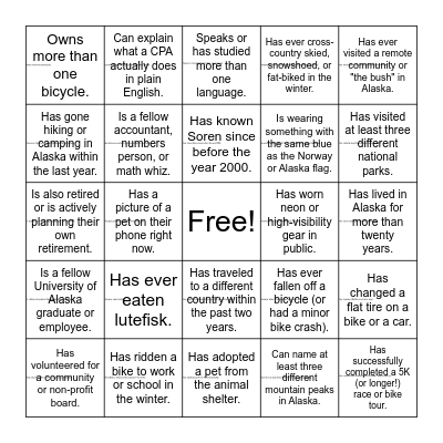 Soren's Retirement Party Bingo Card
