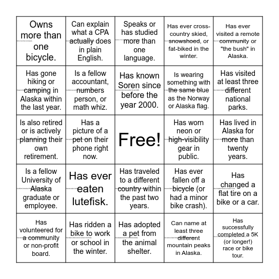 Soren's Retirement Party Bingo Card