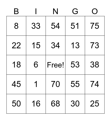 Untitled Bingo Card